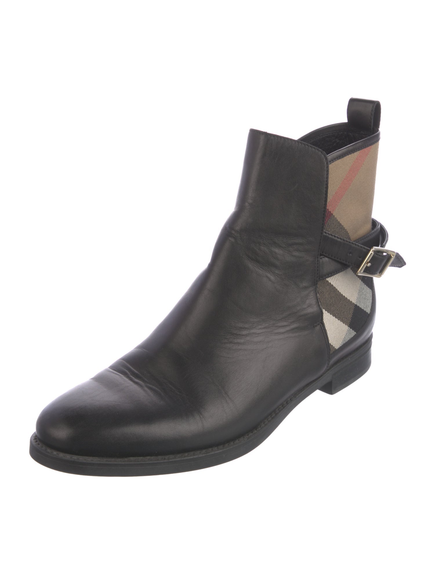 Burberry Nova Check Pattern Leather Chelsea Boots